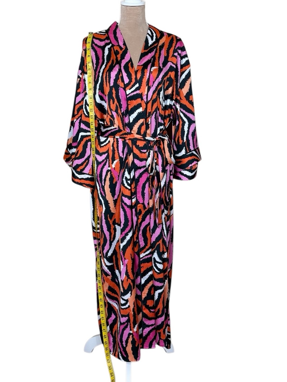 Diane Von Furstenberg for Target Long Satin Disco Zebra-Print Kimono/Robe NWT - Picture 7 of 12